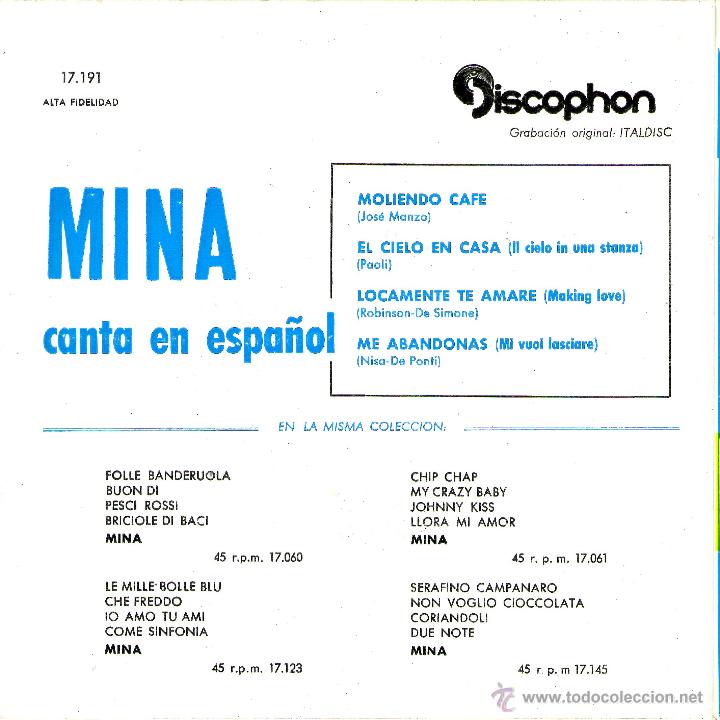 Discos de vinilo: MINA - MOLIENDO CAFE +3 - Foto 2