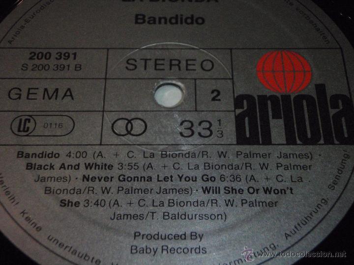 Discos de vinilo: LA BIONDA ( BANDIDO ) GERMANY LP33 ARIOLA - Foto 5