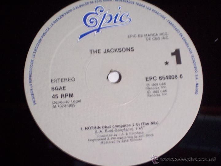 Discos de vinilo: MAXI SINGLE THE JACKSONS - NOTHIN (THAT COMPARES 2 U) - EPIC-1989 - Foto 3
