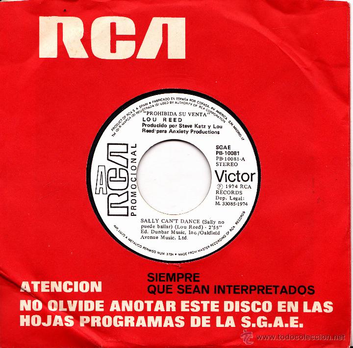 Discos de vinilo: LOU REED-SALLY CAN&acute;T DANCE + ENNUI SINGLE VINILO 1974 PROMOCIONAL SIN PORTADA SPAIN