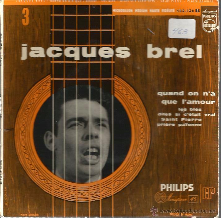 Discos de vinilo: EP JACQUES BREL : QUAND ON N&acute;A QUE L&acute;AMOUR + 3 - Foto 1