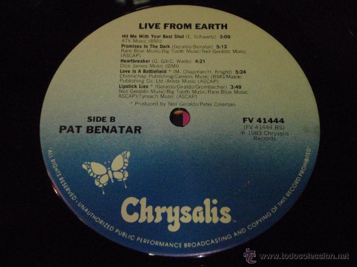 Discos de vinilo: Pat Benatar &lrm;&ndash; Live From Earth, US 1983 Chrysalis - Foto 7