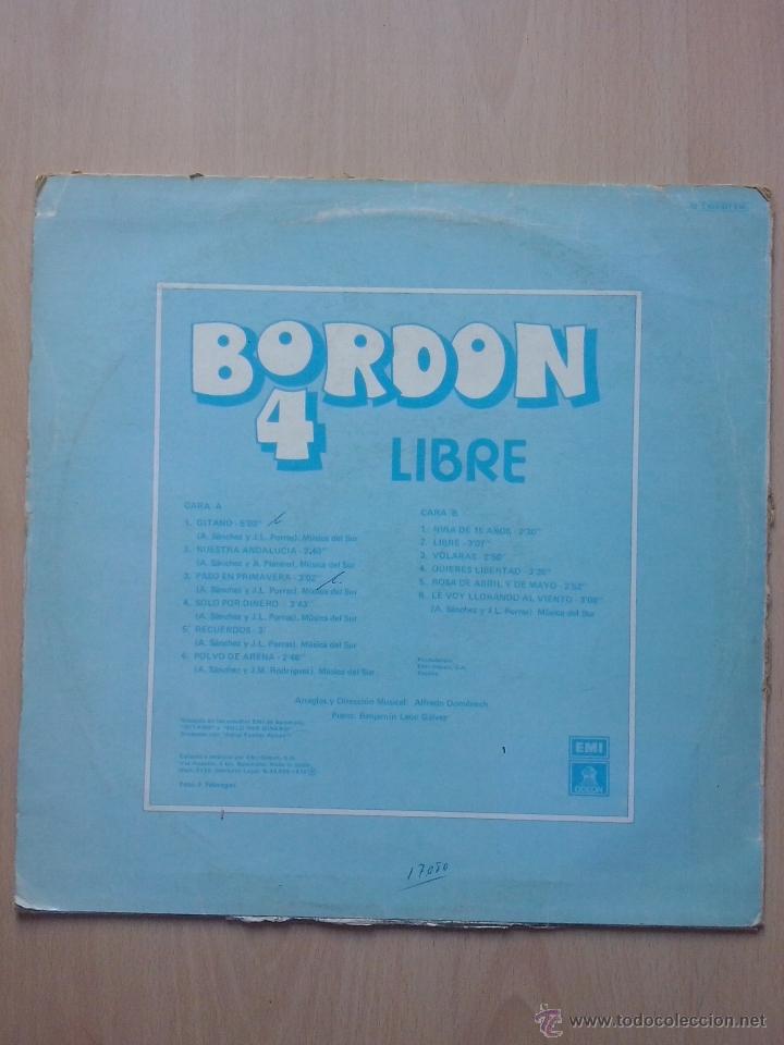 Discos de vinilo: bordon 4- libre- lp emi 1979 promocional - Foto 2