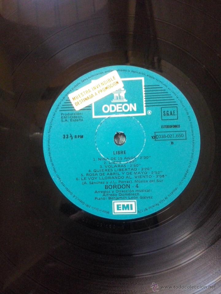 Discos de vinilo: bordon 4- libre- lp emi 1979 promocional - Foto 4