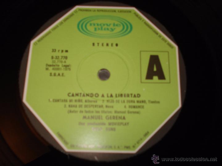 Discos de vinilo: MANUEL GERENA - CANTANDO A LA LIBERTAD - Foto 2