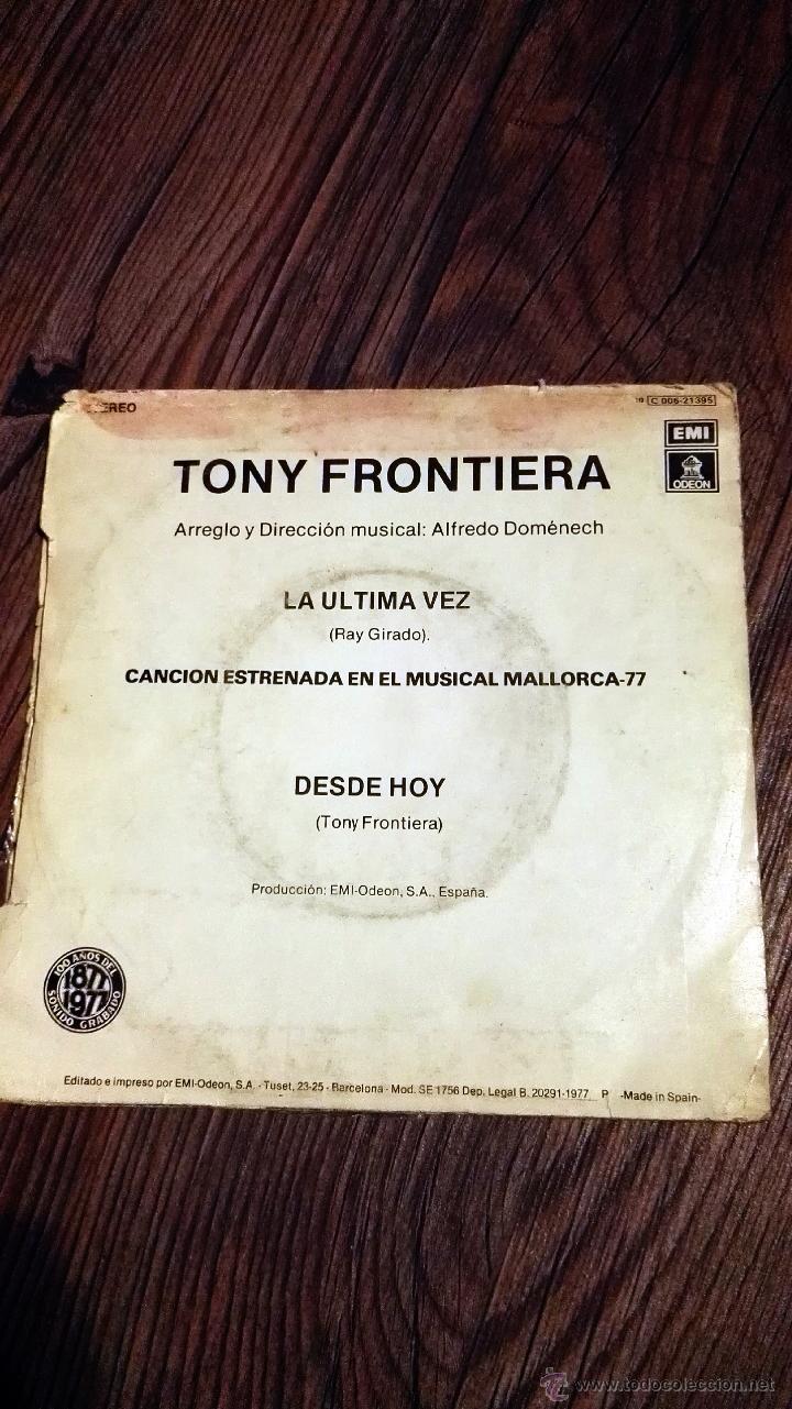 Discos de vinilo: Tony Frontiera. Single vinilo. - Foto 2
