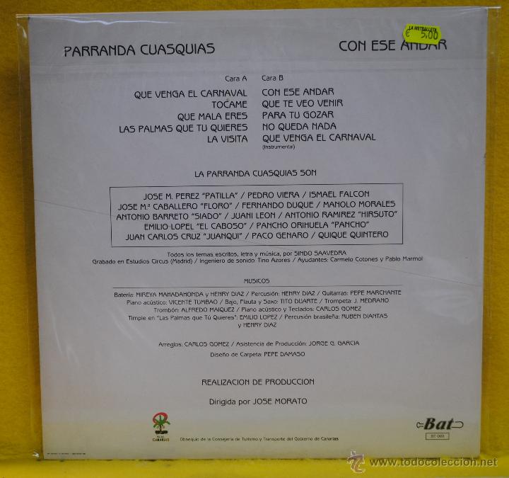 Discos de vinilo: PARRANDA CUASQUIAS - CON ESE ANDAR - LP - Foto 2