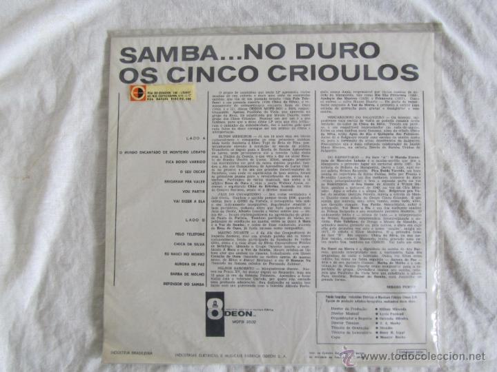 Discos de vinilo: Samba...no duro Os cinco Crioulos Odeon 1967 - Foto 2