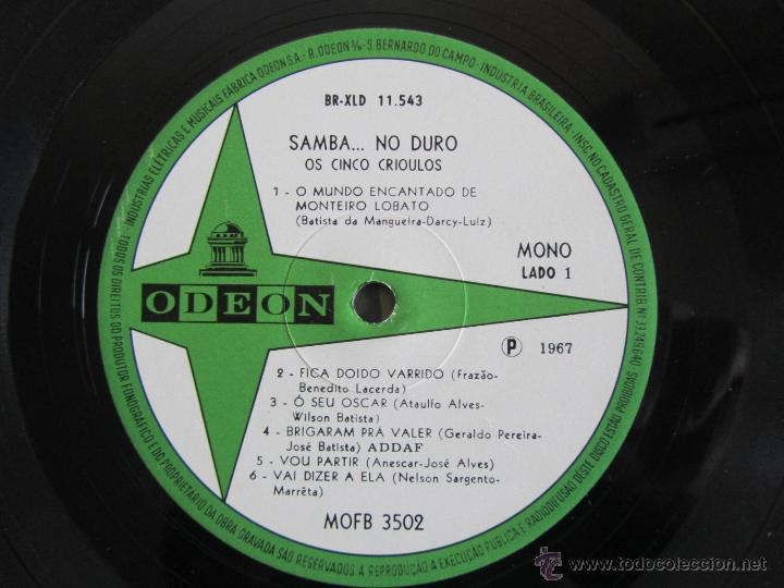 Discos de vinilo: Samba...no duro Os cinco Crioulos Odeon 1967 - Foto 4
