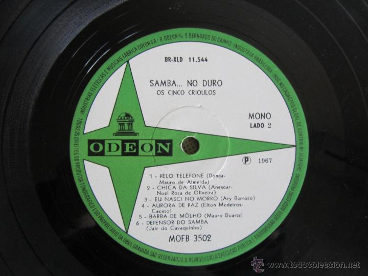Discos de vinilo: Samba...no duro Os cinco Crioulos Odeon 1967 - Foto 5