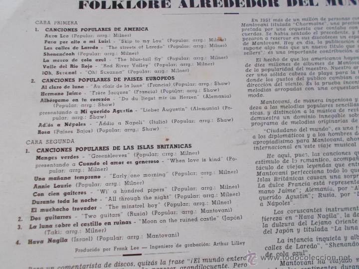 Discos de vinilo: MANTOVANI FOLKLORE DEL MUNDO - Foto 3