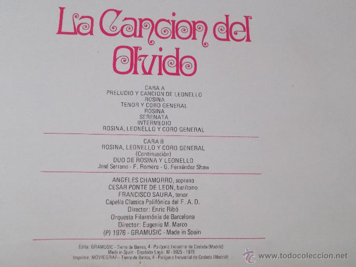 Discos de vinilo: LA CANCION DEL OLVIDO - Foto 3