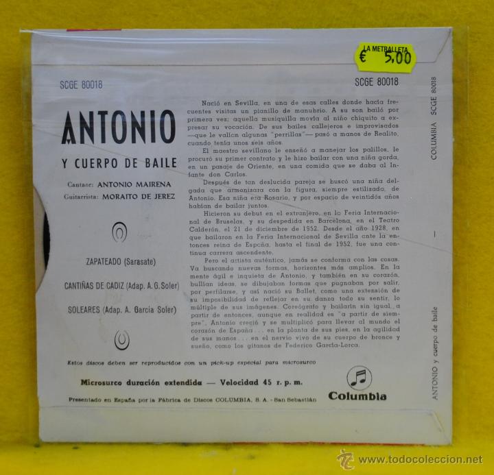 Discos de vinilo: ANTONIO - ZAPATEADO + 2 - EP - Foto 2