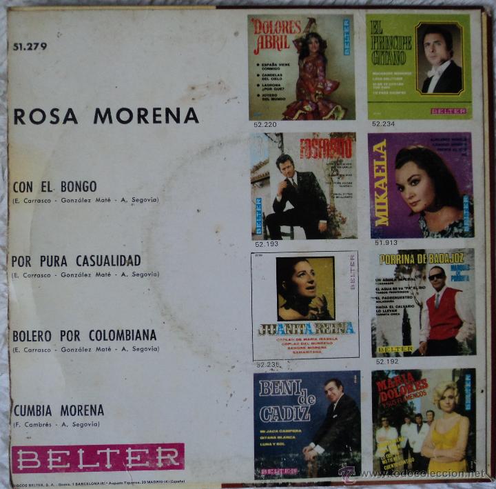 Discos de vinilo: Rosa Morena - Con el Bong&oacute; - Edici&oacute;n de 1967 de Espa&ntilde;a - Foto 2
