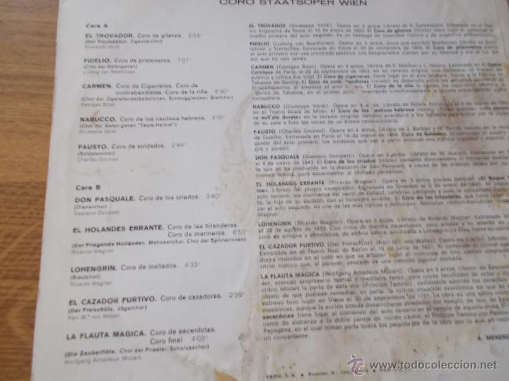 Discos de vinilo: COROS DE OPERA. CORO DE LA OPERA DE VIENA. - Foto 3