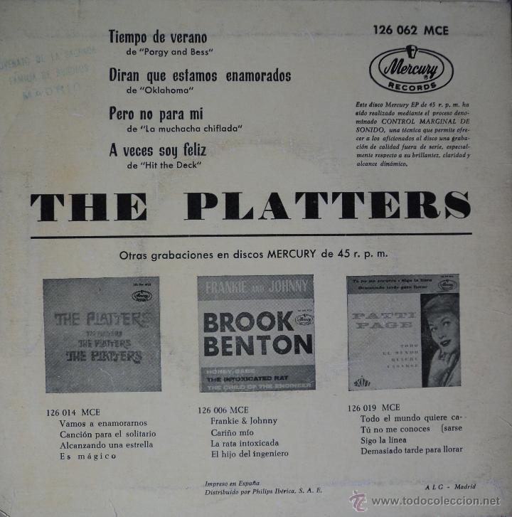 Discos de vinilo: The Platters - Exitos de siempre Vol. 1 - Edici&oacute;n de 1962 de Espa&ntilde;a - Foto 2