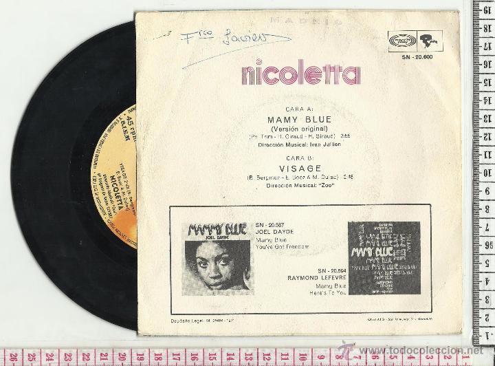 Discos de vinilo: 11.246 DISCO VINILO SINGLE, NICOLETTA, MAMY BLUE VERSI&Oacute;N ORIGINAL,VISAGE - Foto 2