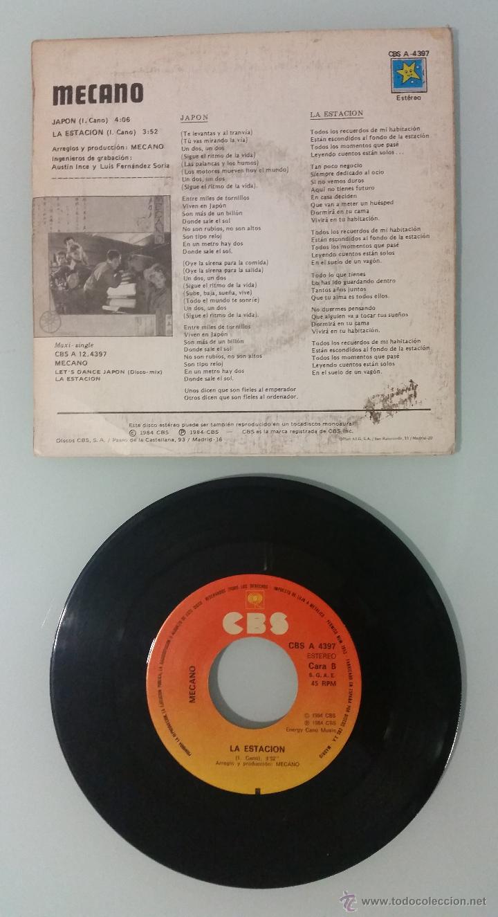 Discos de vinilo: VINILO DE MECANO: JAP&Oacute;N y LA ESTACI&Oacute;N, 1984. SINGLE. FUNCIONA. - Foto 2