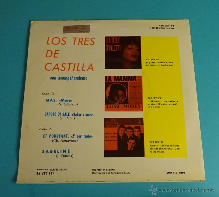 Discos de vinilo: LOS TRES DE CASTILLA CON ACOMPA&Ntilde;AMIENTO. PHILIPS - Foto 2