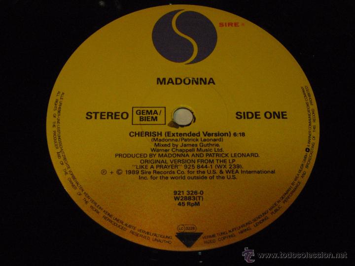 Discos de vinilo: Madonna &lrm;&ndash; Cherish Germany,1989 Sire* - Foto 3