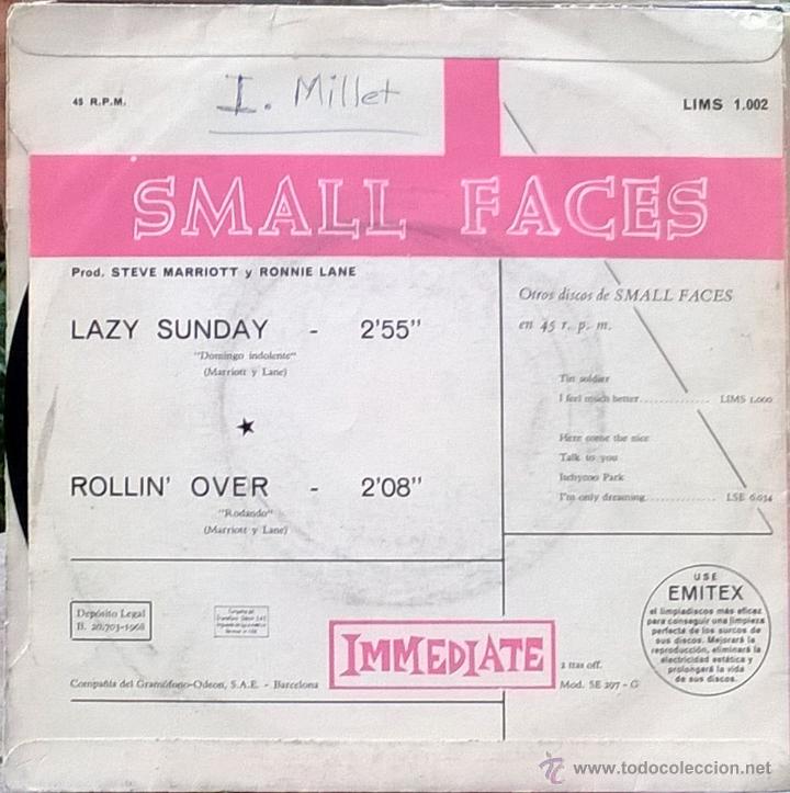 Discos de vinilo: Small Faces. Lazy sunday/ Rollin over. Immediate, Esp. 1968 - Foto 2