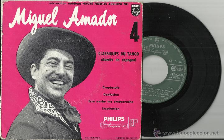 Disques de vinyle: miguel amador ep classiques du tango chantes en espagnol.francia