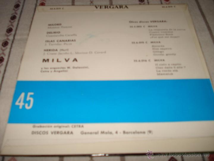 Discos de vinilo: EP MILVA MILORD - DELIRIO- HERIDA - Foto 3