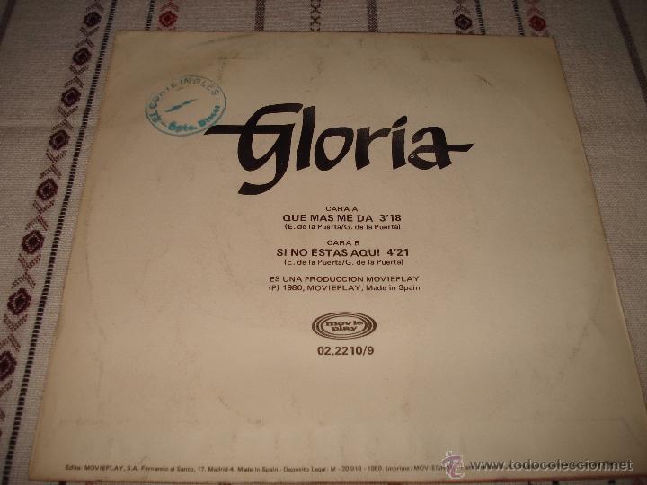 Discos de vinilo: GLORIA Si no estas aqui - Foto 3