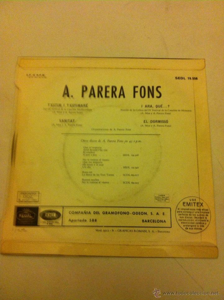 Discos de vinilo: A. pareja pons - t&acute;estima i t&eacute;stimar&eacute; .(1967) - Foto 2