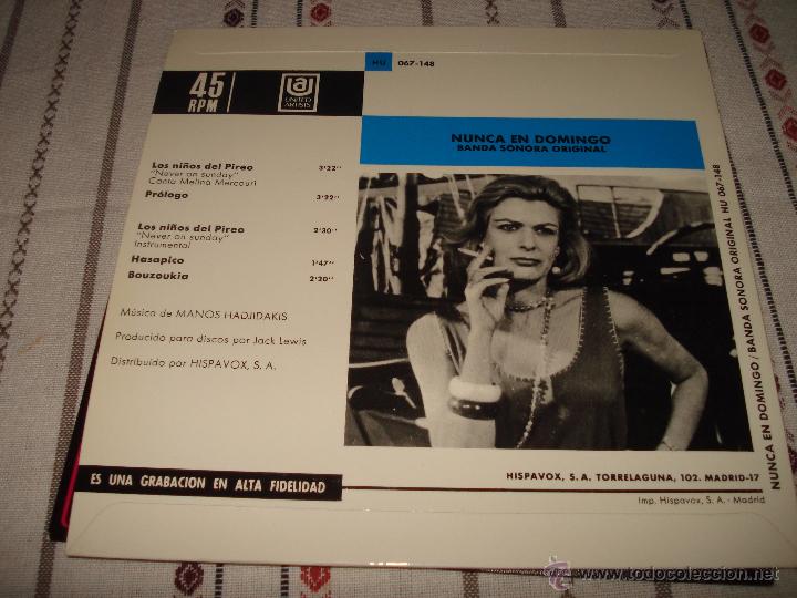 Discos de vinilo: BANDA SONORA ORIGINAL -NUNCA ES DOMINGO - Foto 2