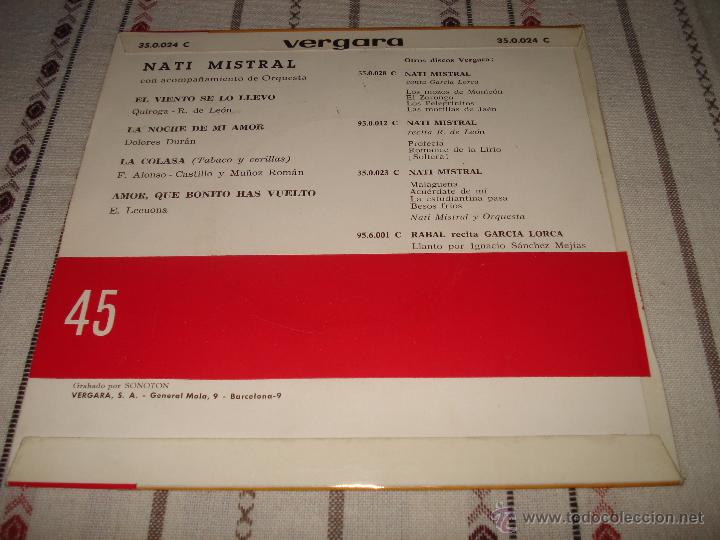 Discos de vinilo: Nati Mistral - El Viento se lo llev&oacute; - Foto 2