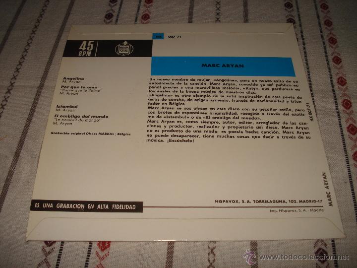 Discos de vinilo: MARC ARYAN -ANGELINA - Foto 2