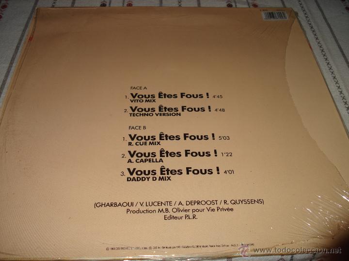 Discos de vinilo: Benny B Featuring Daddy. K. &ndash; Vous Etes Fous - Foto 3
