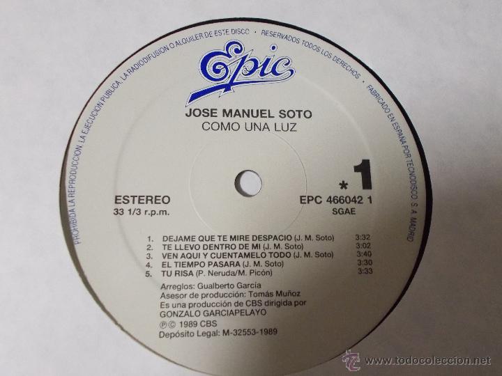 Discos de vinilo: JOS&Eacute; MANUEL SOTO. COMO UNA LUZ - Foto 2