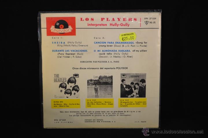 Discos de vinilo: LOS PLAYERS - SHEIBA +3 - EP - Foto 2