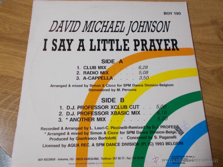 Discos de vinilo: DAVID MICHAEL JOHNSON. D.M. JOHNSON. I SAY A LITTLE PRAYER. - Foto 3