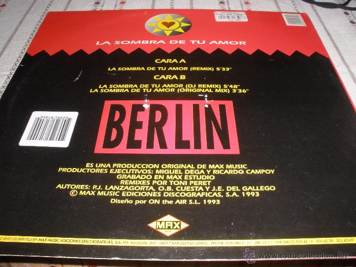Discos de vinilo: BERLIN LA SOMBRA DE TU AMOR - Foto 3