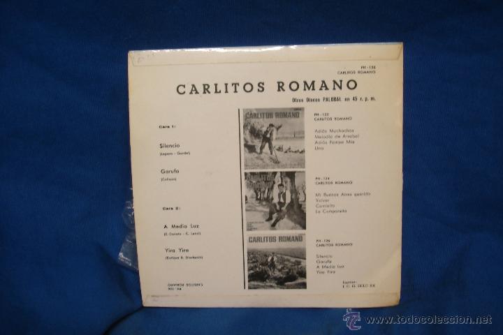 Discos de vinilo: CARLITOS ROMANO - SILENCIO + 3 - PALOBAL 1967 - Foto 2