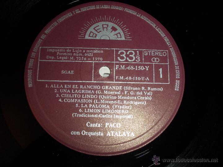 Discos de vinilo: PACO Y LOS ATALAYAS - Foto 2