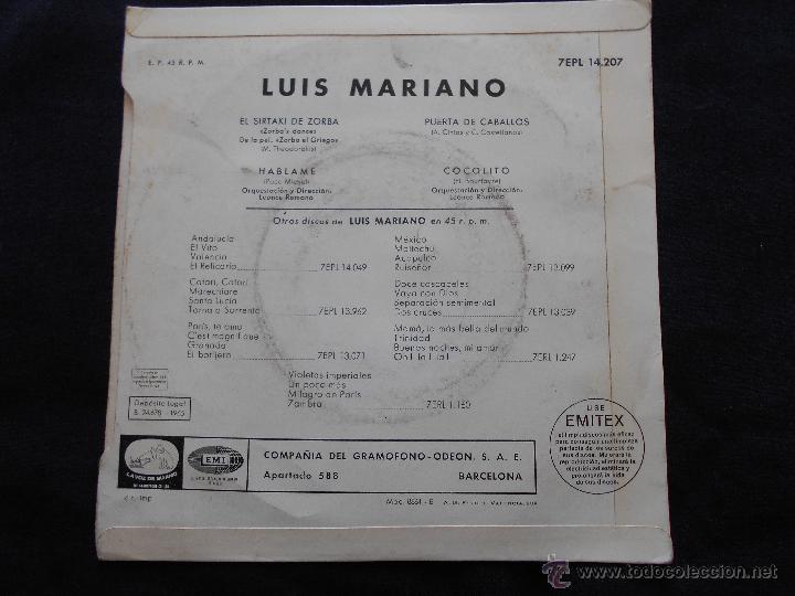 Discos de vinilo: LUIS MARIANO // SIRTAKI - Foto 2