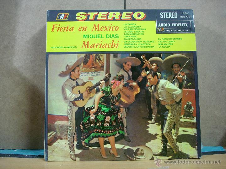 Disques de vinyle: Mariachi Miguel Dias - Fiesta en Mexico - Audio Fidelity 155 031 FBY - Edicion Francesa