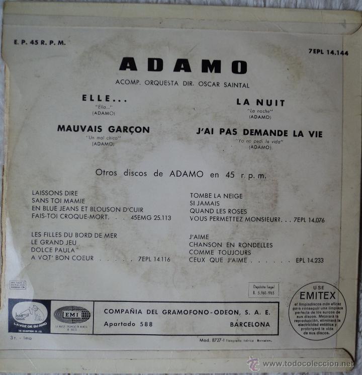 Discos de vinilo: Adamo - Elle... - Edici&oacute;n de 1965 de Espa&ntilde;a - Foto 2