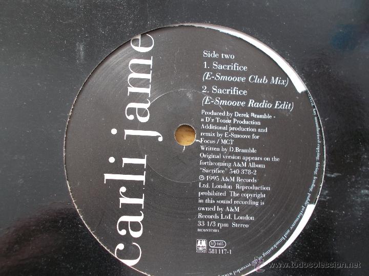 Discos de vinilo: CARLI JAMES SACRIFICE MAXI 12 - Foto 2