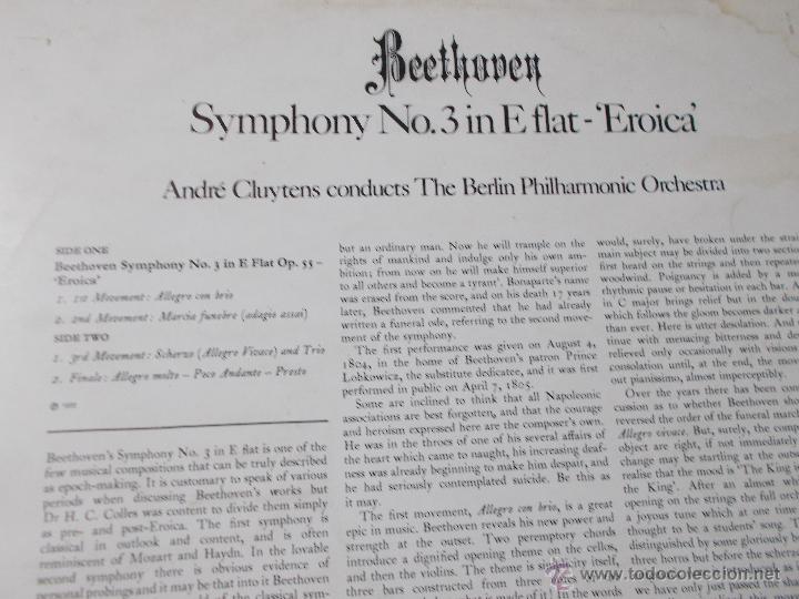 Discos de vinilo: BEETHOVEN. SYMPHONY N&ordm; 3.  A&Ntilde;O 1960 - Foto 3