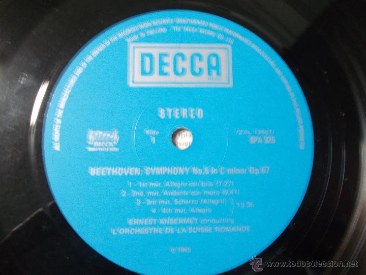 Discos de vinilo: BEETHOVEN. SYMPHONIES  N&ordm; 5 Y 8. A&Ntilde;O 1965 - Foto 2