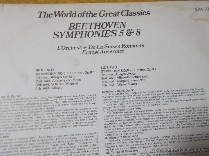 Discos de vinilo: BEETHOVEN. SYMPHONIES  N&ordm; 5 Y 8. A&Ntilde;O 1965 - Foto 3