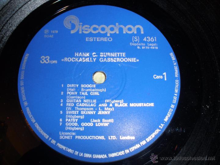 Discos de vinilo: HANK C. BURNETTE - ROCKABILLY GASSEROONIE - Foto 3
