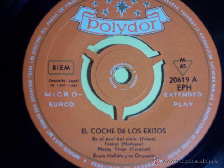 Discos de vinilo: EL COCHE DE LOS EXITOS (EN EL AZUL DEL CIELO / NENA / +2) POLYDOR-1959 - Foto 3