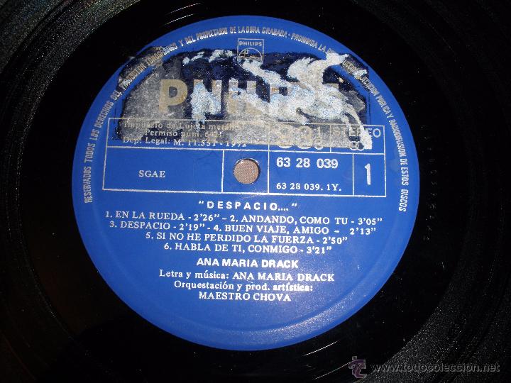 Discos de vinilo: ANA MARIA DRACK - DESPACIO... - Foto 4