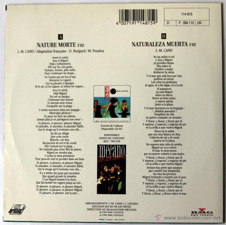 Discos de vinilo: MECANO - NATURE MORTE - SINGLE EDICION FRANCESA - EXCELENTE ESTADO - Foto 2